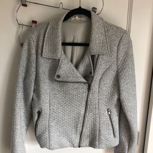 Quilted gray moto cropped jacket